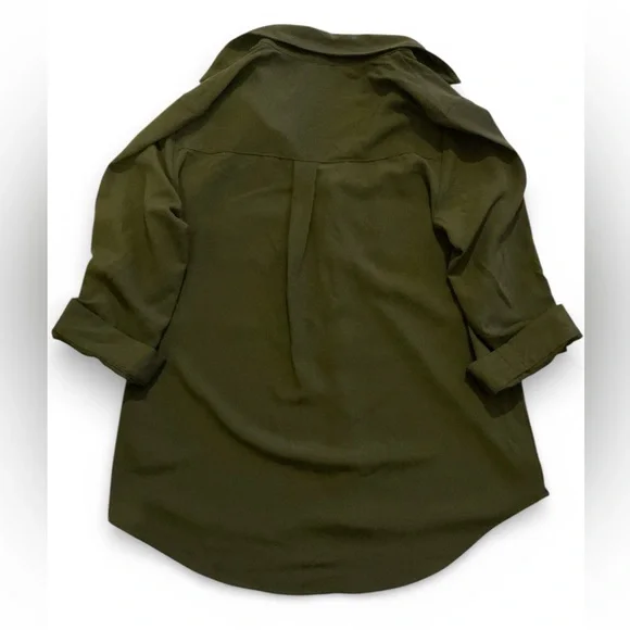 Iz Byer Olive Green Roll-Tab Sleeve Button-Up Shirt - Picture 2 of 3